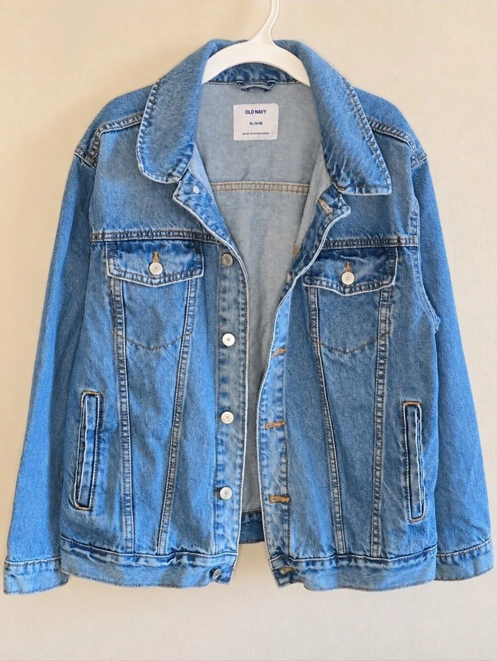 Old Navy Girls XL 14-16 Oversized Denim Jean Jacket Blue 100% Cotton Teen